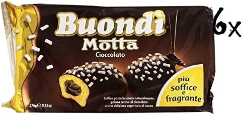 Motta Buondi - 36 torte di pasta di spugna italiana, con rivestimento al cioccolato e riempimento crema al cioccolato (6 x 6) 1656 g